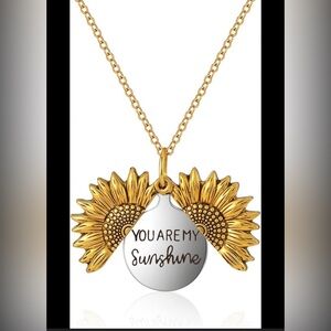 You r my sunshine Gold Sunflower Pendant Necklace